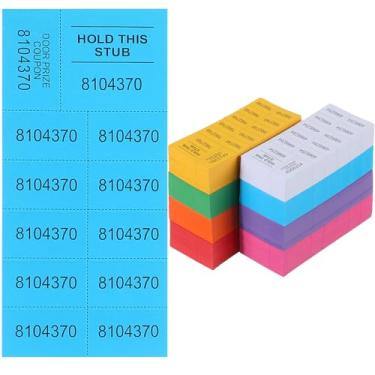 Imagem de Kosiz 1000 folhas de bilhetes de sorteio com 10 números de licitação por folha Folhas de bilhetes de sorteio coloridos para cesta de leilão chinês Leilão silencioso sala de aula eventos de igreja escolar (cor escura)