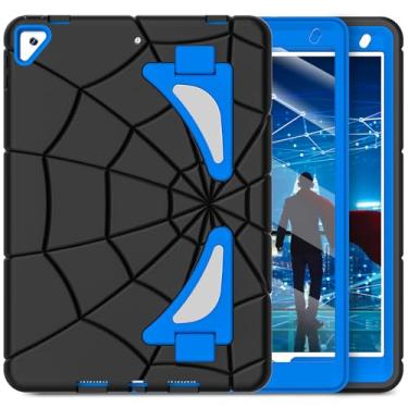 Imagem de Nitupai Capa para iPad 9ª Geração, iPad 8ª Geração, iPad 7ª Geração, Capa de 10,2 polegadas para crianças 2021/2020/2019 iPad 9 8 7 gerações Capa protetora resistente à prova de choque Capa protetora de 10,2 polegadas, preta + azul