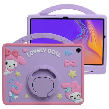 Imagem de Capa de desenho animado para Samsung Galaxy Tab A7 Lite 22.1 cm 2021, MONEHOYSY com suporte de silicone macio fofo [à prova de quedas, à prova de choque, antiderrapante] Capa traseira com suporte