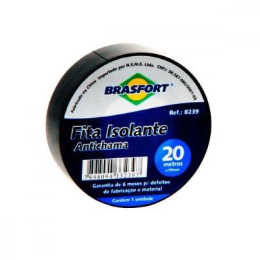 Imagem de Fita Isolante Brasfort 20M X 19Mm Preta 8239 - Kit C/10, Preto