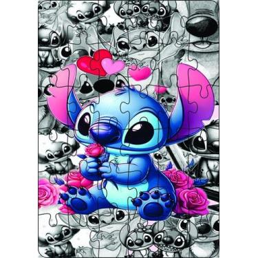 Imagem de Quebra-Cabeça Jogo Infantil Stitch3  36 Peças MDF 18x26 - Brothers Min