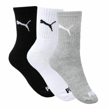 Imagem de Kit 3 Pares de Meia Puma Cano Médio Esportiva Mescla, Mescla, 44-46