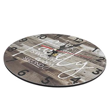 Imagem de Relógio Redondo de Parede Silencioso - Relógio de Parede Retro Deco para Casa, Sala de Estar, Quarto - Material Mdf, Fácil de Instalar, Sem Som de Martelo