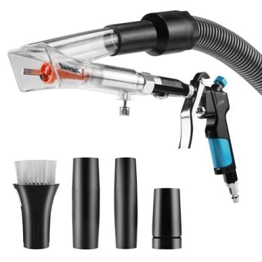 Imagem de GOCCIDA Pistola de sopro de ar e pistola de vácuo de detalhes interiores de carro 2 em 1 com bocal de fluxo de ar ajustável, pistola de limpeza rapidamente explode sujeira e poeira da superfície,