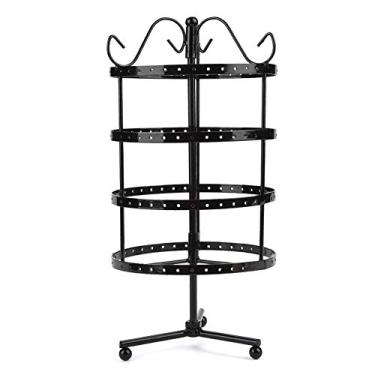 Imagem de Exibição de Brinco, Exibição de Brinco Rotativo 144 Orifícios Rotativos Brincho Jóia Jóia Racker Stand Preto (Preto)