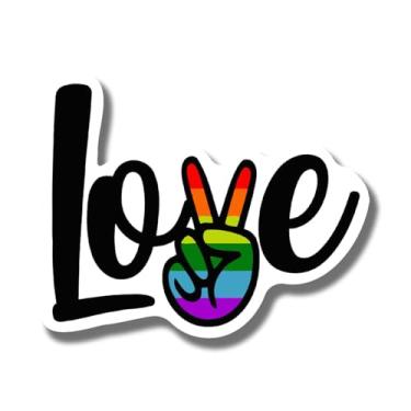 Imagem de Ad Astra Graphics Ímã de sinal de paz arco-íris amor - LGBTQ orgulho aliado amor arco-íris bandeira ímã - carro caminhão para-choque geladeira metal superfície ímã - 5 polegadas no lado mais longo -