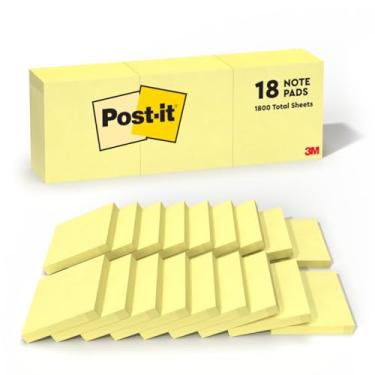 Imagem de Notas adesivas Post-it 654-14+4YW, amarelo, pacote com 18 blocos