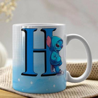 Imagem de Caneca De Porcelana Stitch Letras A-z 325ml Azul H