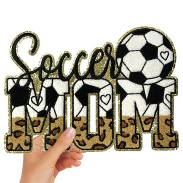 Imagem de Aplique bordado de bola de chenille com aplique bordado de borda dourada grande acessórios DIY decoração para roupas, jaquetas, uniforme, mochila, futebol