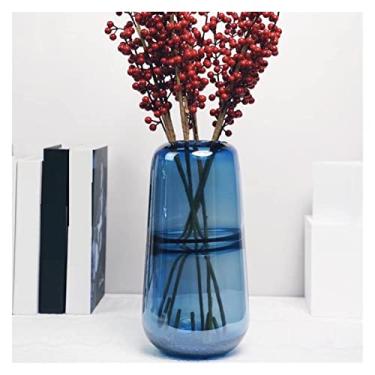 Imagem de Vaso Simplicidade vaso de vidro azul hidroponia vaso de flores arranjo transparente âmbar vasos nordic decoração para casa moderna Vaso de flores(Grande)