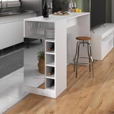 Imagem de Bancada Balcão/mesa de Cozinha com Adega 1 Porta e Espelho Multimóveis Mp2248 Branco
