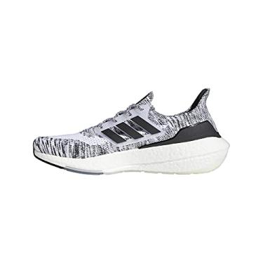 Imagem de adidas Tênis de corrida masculino Ultraboost 21, Branco/Preto/Preto, 6