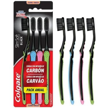 Imagem de Escova dental colgate slim soft carvão c/4 unidade macia