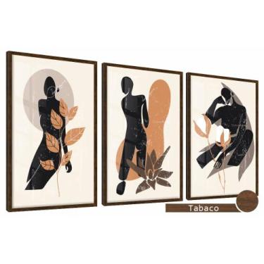 Imagem de Quadros Decorativos Kit 3 Moldura e Vidro Persona Silhueta - Belo Quad