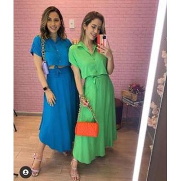 Imagem de Conjunto Feminino Dandara Cropped e Saia Longa Gode Cinto - Fabrica St