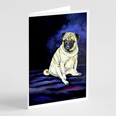 Imagem de Caroline's Treasures 7026GCA7P Pug Penny for Your Thoughts Cartões comemorativos e envelopes, pacote com 8, 7 x 12, multicolorido