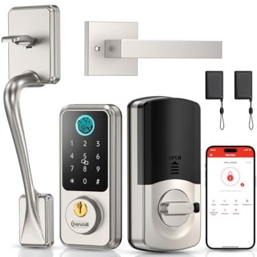 Imagem de Hornbill Conjunto de fechadura da porta da frente: fechadura de porta de entrada sem chave com conjunto de alças, fechaduras inteligentes para porta da frente, fechaduras de porta de teclado para