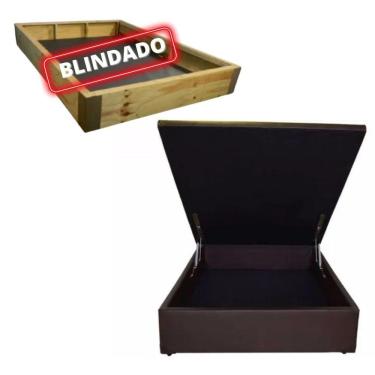 Imagem de Cama Box Baú Casal Blindada/Reforçada - Corino Marrom