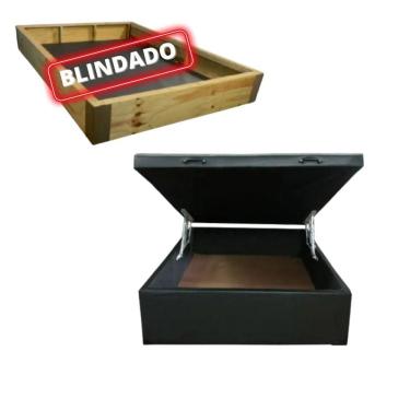 Imagem de Cama Box Baú Casal Blindada/Reforçada - Corino Preto