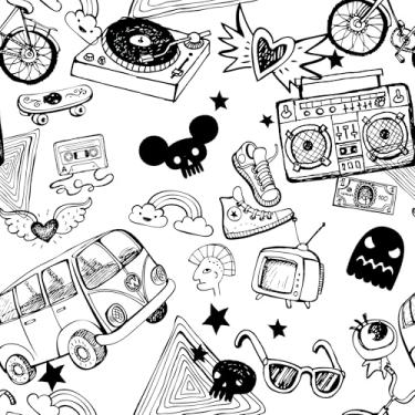 Imagem de Papel De Parede Vitrolas Radio Kombi Autocolante 5m