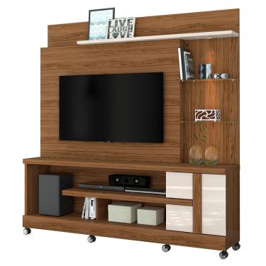 Imagem de Estante Home Theater Alan para TV até 55 com Rodízios - Madetec Naturale/Off White