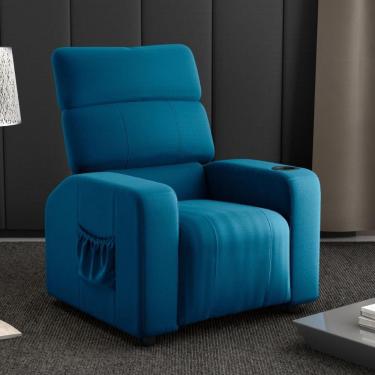 Imagem de Poltrona Reclinável Para Descanso Pilos Veludo Turkey Petróleo
