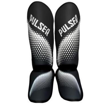 Imagem de Caneleira De Muay Thai Kickboxing Hexa Preto e Branco 20mm Pulser Figh