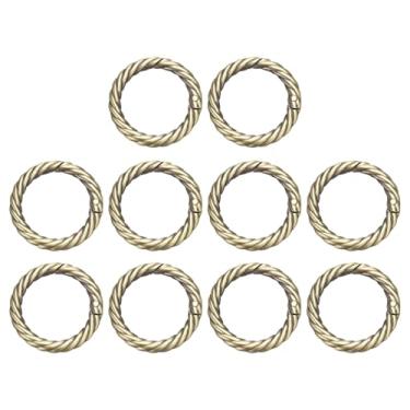 Imagem de HARFINGTON 10 peças de anéis de mola de 2,5 cm redondo gatilho de metal gancho de pressão círculo de latão chaveiro clipe chaveiro para bolsas bolsa porta-chaves