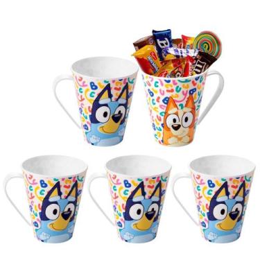 Imagem de 5 Canecas Copos Lembranças Bingo e Bluey p/ Festa Infantil - Plasútil