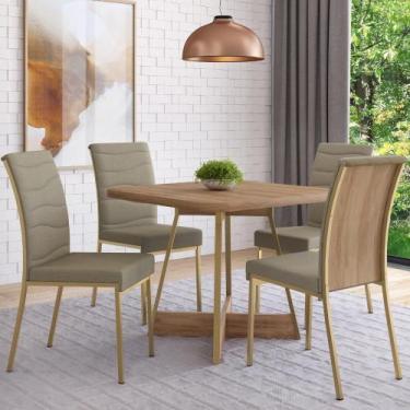 Imagem de Conjunto Sala de Jantar 4 Cadeiras Servian Carraro Carvalho Dourado