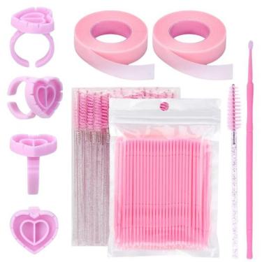 Imagem de Kit Extensão Alongamento De Cílios Anel Fita Microbrush Escovinhas - K