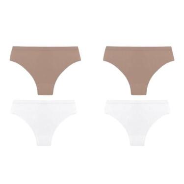 Imagem de Kit com 4 calcinhas cós alto Trifil Ref.: 1971, Branco, Macadamia, 000