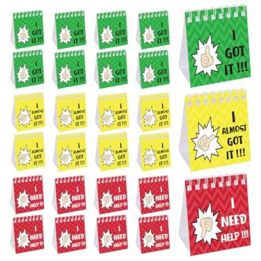 Imagem de FYSUIMU 24 peças I Need Help Mini Flip Chart Signs 3 cores, autoavaliação, ferramenta de gerenciamento de comportamento para alunos, professores, escola, sala de aula, materiais de atividades de