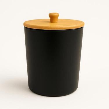 Imagem de Lixeira De Pia Bambu E Plastico Preto 5l - Decora