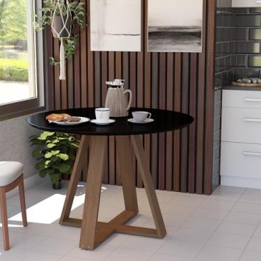 Imagem de Mesa Jantar Eames Eiffel Redonda 110cm Lívia Base Madeira Maciça - Preta