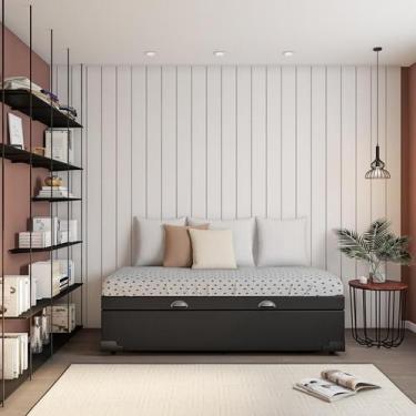 Imagem de Base para Cama Box Solteiro Madalynn com Baú (45x88x188) Preta - Mobly