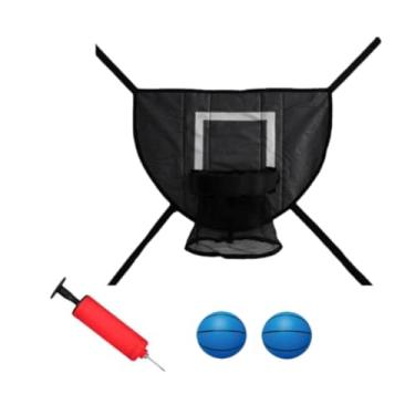Imagem de Dynwave Mini Trampolim Cesta de Basquete Acessórios de Fixação de Trampolim Universal para Treinamento de Enterradas Jogo de Gol Quadro de Basquete, Preto