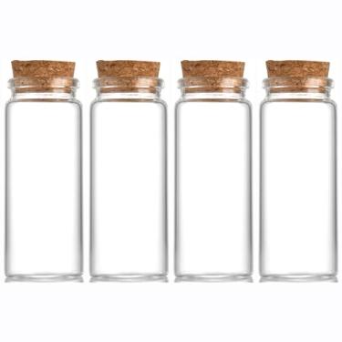 Imagem de EWEIGEER 4 garrafas de vidro pequenas de 70 ml com rolha de cortiça, garrafa decorativa, frascos de frascos, frasco de armazenamento fofo, garrafa de desejos 37 x 90 mm (1,46 x 3,55 polegadas)
