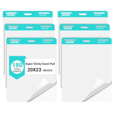 Imagem de SHARBDA Bloco de cavalete adesivo, 51 x 58 cm, papel flip chart (50 x 58 cm, papel em branco/pacote com 6)