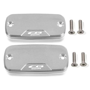 Imagem de Acc-Creativity Tampa do reservatório de fluido de freio dianteiro de alumínio para motocicleta, tampa do reservatório do cilindro mestre compatível com Honda CB650R CBR650R 2019 (prata)