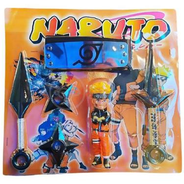 Imagem de Kit Boneco Naruto 15Cm + 2 Shuriken + 1 Bandana...