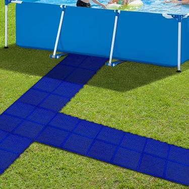 Imagem de 16 peças tapete protetor de piso de piscina, 25,4 cm x 25,4 cm antiderrapante impermeável tapete de dreno de azulejo, acessórios duráveis para piscinas de spa, caminhos de caminhos para proteger