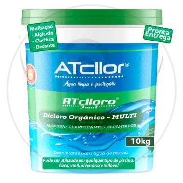 Imagem de Cloro Para Piscinas Atcllor Multiação 3 em 1 Balde 10kg Atclloro