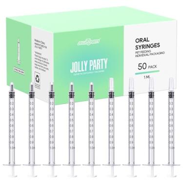 Imagem de JOLLY PARTY Pacote Com 50 Seringas De 1 Ml Tampas, Seringa Sem Agulha, Tampa Pequena Ponta Oral Embalada Individualmente Para Laboratórios Científicos, Medidor Líquidos, Alimentação Animais Estimaçã