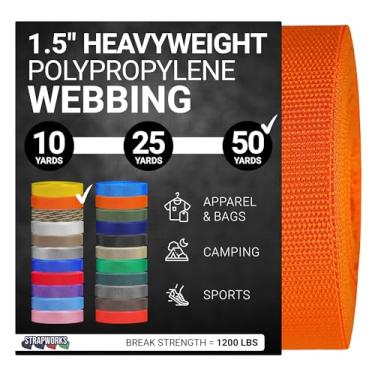 Imagem de Strapworks Correias de polipropileno pesado – Correia de poliéster resistente para reparo de equipamentos de bricolagem ao ar livre, 3,8 cm x 45 m, ouro amarelo