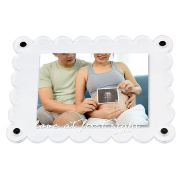 Imagem de Moldura magnética de ultrassom de acrílico transparente para bebês – anúncio de gravidez e lembrança de revelação de gênero para pais e avós, exibição de ultrassom do primeiro trimestre ideal para o
