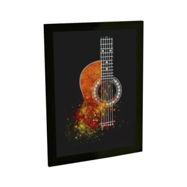 Imagem de Quadro Decorativo Violão Ilustração Tintas Fade Musica