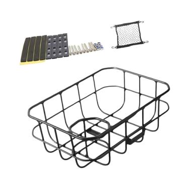 Imagem de menolana Cesta de bicicleta frontal, suporte de carga para bicicleta, cestos para transporte de vegetais, acessórios de ciclismo portáteis, cesta para guidão, Chapa de Ferro Preta
