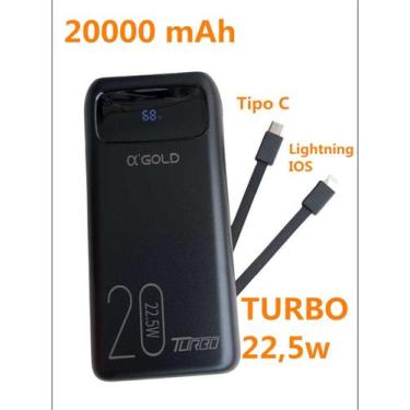 Imagem de Power bank 20000mAh turbo 22,5w carregador Portátil-preto - xtled