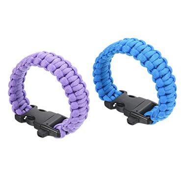 Imagem de PATIKIL Pulseiras de paraquedas de sobrevivência, pulseira trançada de paraquedas com fivela de plástico, lembrancinhas de festa, presentes de acampamento, envoltórios ao ar livre para homens, azul